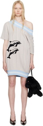 Ashley Williams Blue & Gray Dolphins Knit Minidress