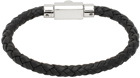 Ferragamo Black Braided Leather Bracelet