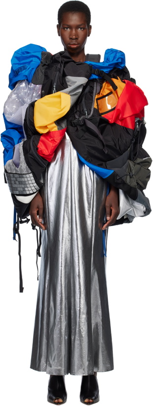 Photo: Junya Watanabe Multicolor Satin Foiled Midi Dress & Multi Fabrics Vest Set