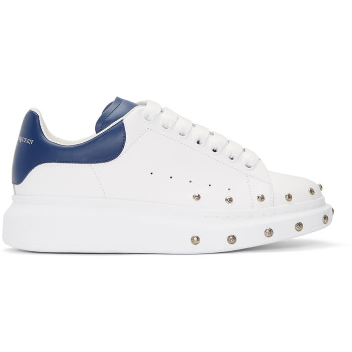 Photo: Alexander McQueen White and Blue Studded Oversized Sneakers