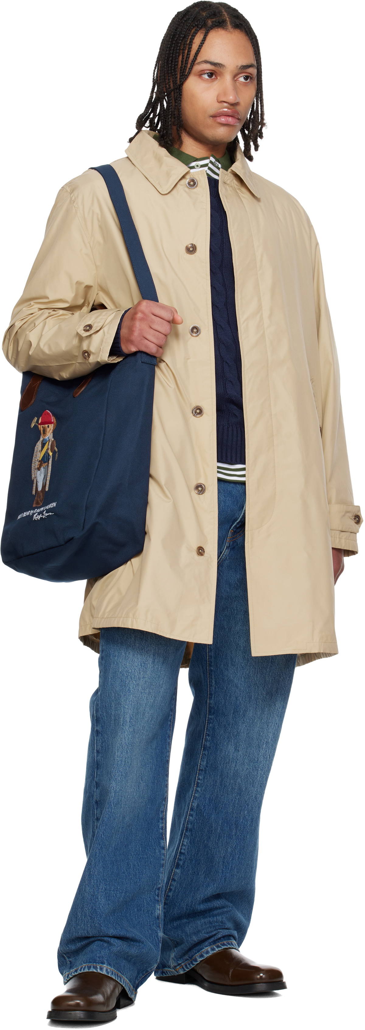 Polo Ralph Lauren Navy Polo Bear Canvas Shopper Tote