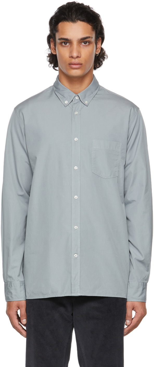 Officine Generale Arsene Long Sleeve Button Front Shirt Brown Size 4XL main image 1
