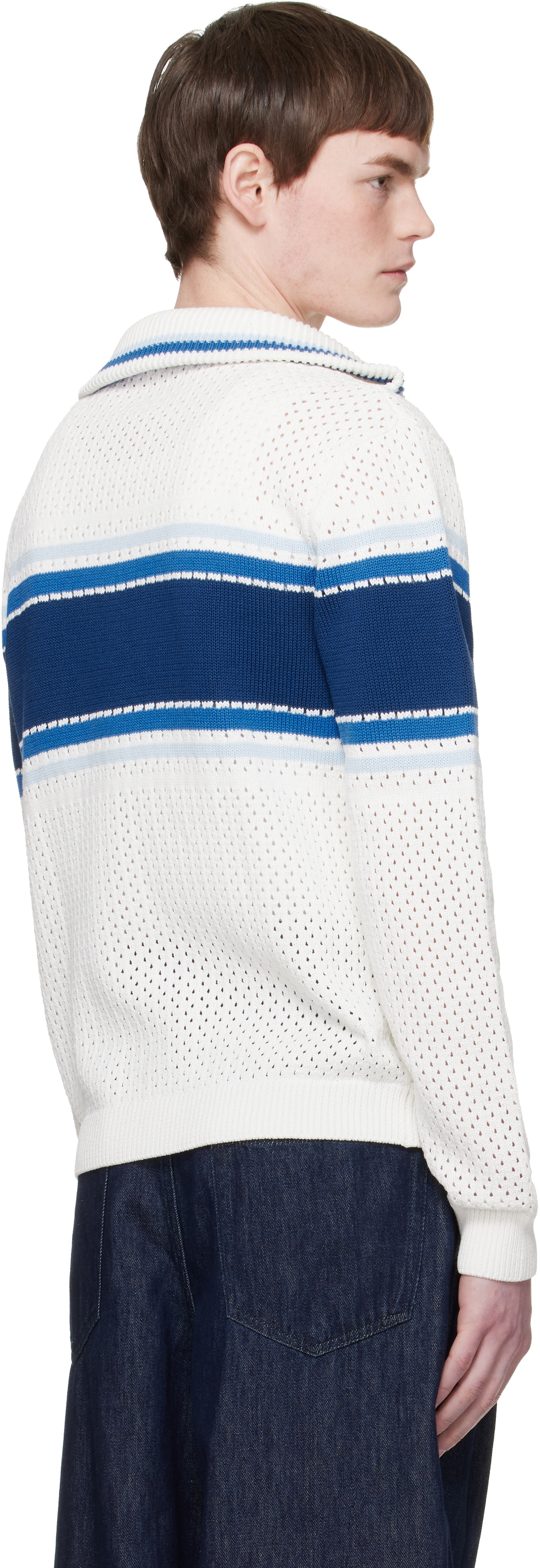 Casablanca Off-White & Blue Striped Mesh Track Jacket