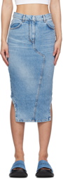 Givenchy Blue Asymmetric Denim Midi Skirt