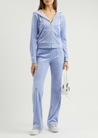 Juicy Couture Del Ray Logo Velour Sweatpants Mid Blu