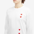 Comme des Garçons Play Men's Long Sleeve 4 Heart T-Shirt in White