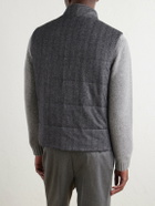 N.PEAL - Belgravia Quilted Herringbone Woven Wool, Silk and Cashmere-Blend Twill Gilet - Gray