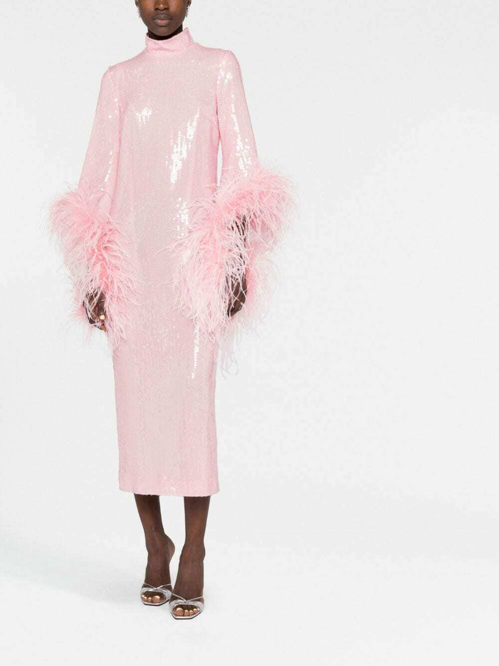 taller marmo feather dress pink TALLER MARMO Sza Sza Extravaganza off-the-shoulder feather-trimmed cady gown
