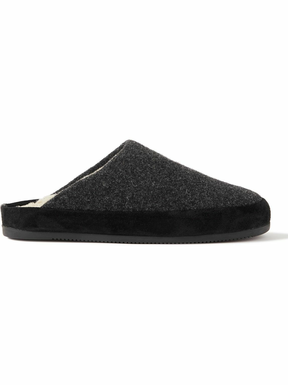 Photo: Mulo - Suede-Trimmed Shearling-Lined Recycled-Wool Slippers - Gray