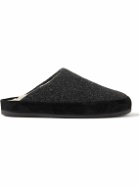Mulo - Suede-Trimmed Shearling-Lined Recycled-Wool Slippers - Gray