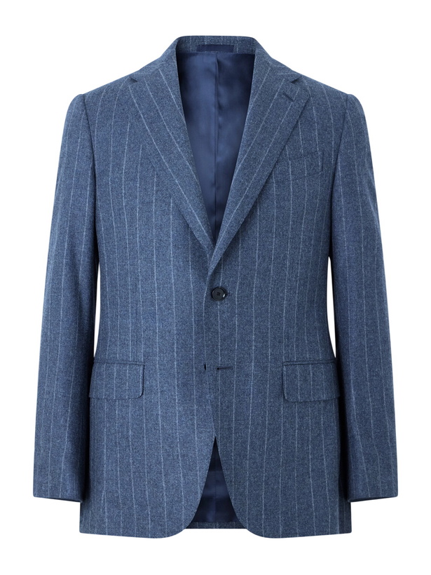 Photo: Caruso - Norma Pinstripe Wool and Cashmere-Blend Suit Jacket - Blue