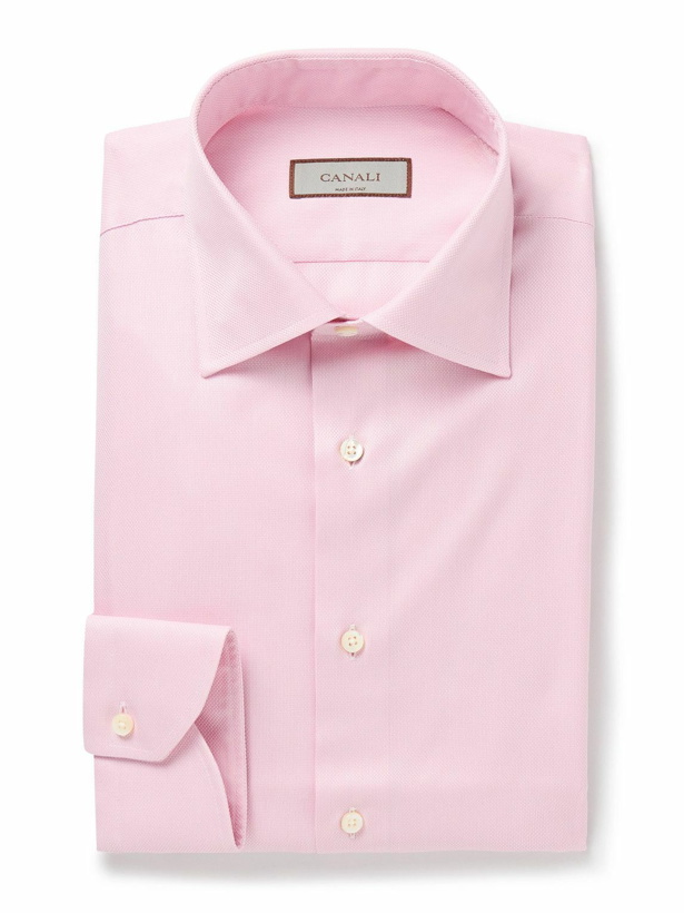 Photo: Canali - Cutaway-Collar Textured-Cotton Shirt - Pink