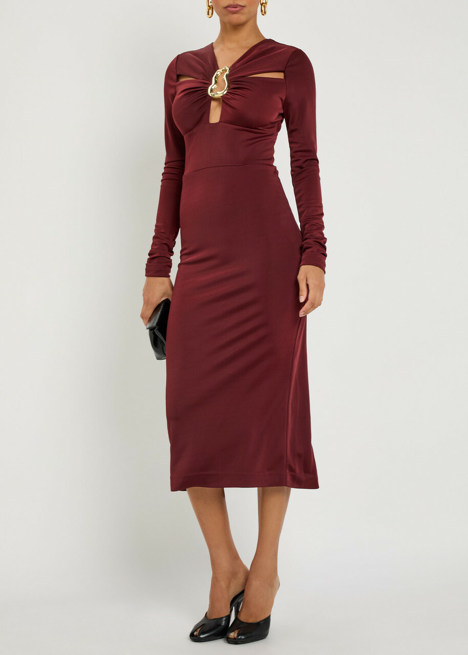 Rebecca Vallance Micha Stretch-jersey Midi Dress Burgundy