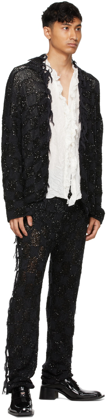 Judy Turner Black Wool Sequinned Cardigan