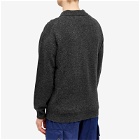 Beams Plus Men's Long Sleeve Knit Polo Shirt in Charcoal