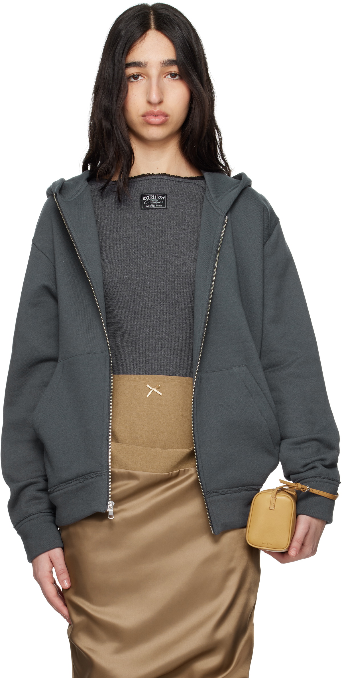 Commission Gray Twisted Zip-Up Hoodie