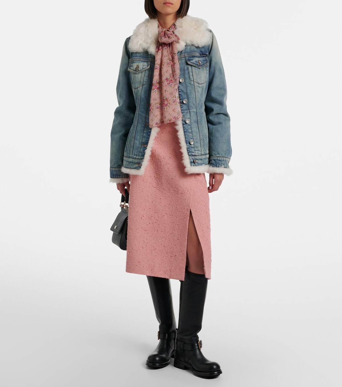 Dolce&Gabbana Shearling-trimmed denim jacket
