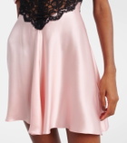 Rodarte Lace-trimmed silk charmeuse minidress