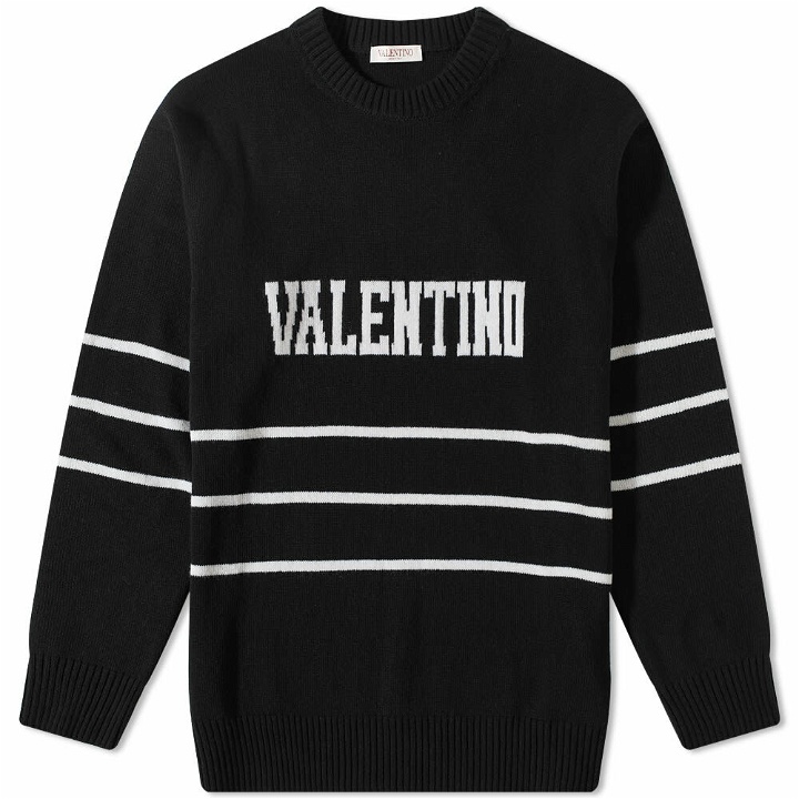Photo: Valentino Men's Logo Crew Knit in Black/Ivory