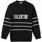 Valentino Men's Logo Crew Knit in Black/Ivory