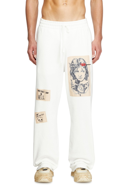 Photo: Diesel Track pants with tattoo patches - Pants - Unisex - White