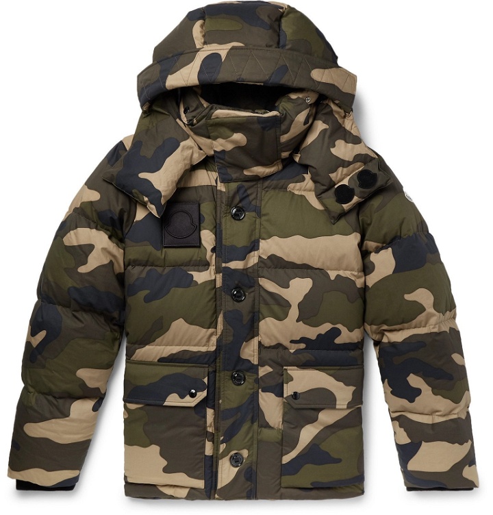 Photo: Moncler - Dary Slim-Fit Camouflage-Print Quilted Cotton-Shell Hooded Down Jacket - Green