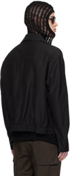 NVRFRGT Black Spread Collar Bomber Jacket