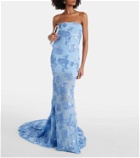 Rotate Alberty floral-appliqué mesh gown