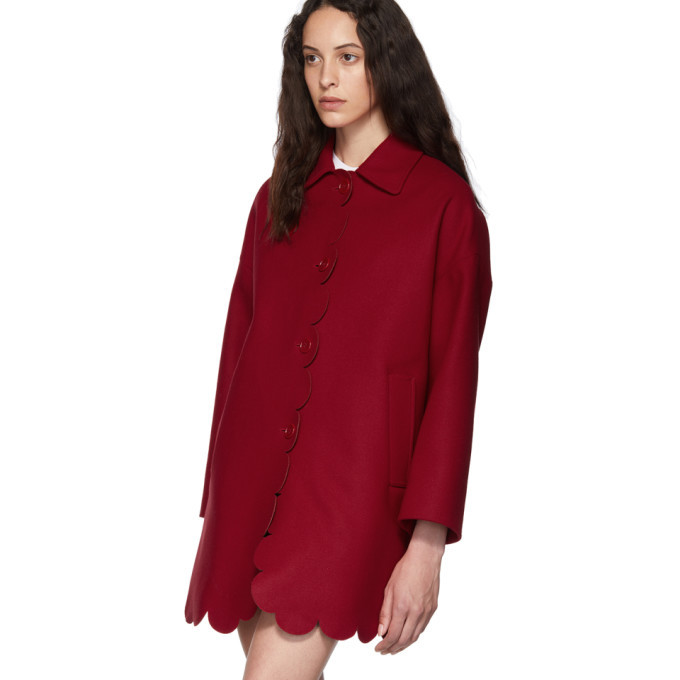 RED Valentino Red Wool Scallop Coat RED Valentino