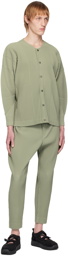 Homme Plissé Issey Miyake Green Pleated Cardigan