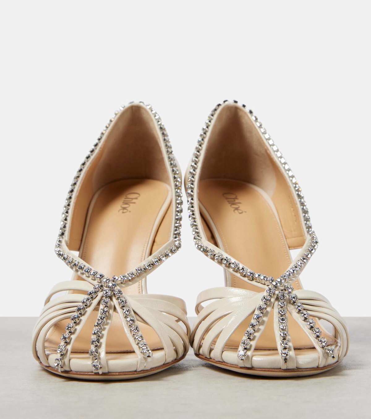 Chloé Leonie crystal-embellished leather pumps Chloe