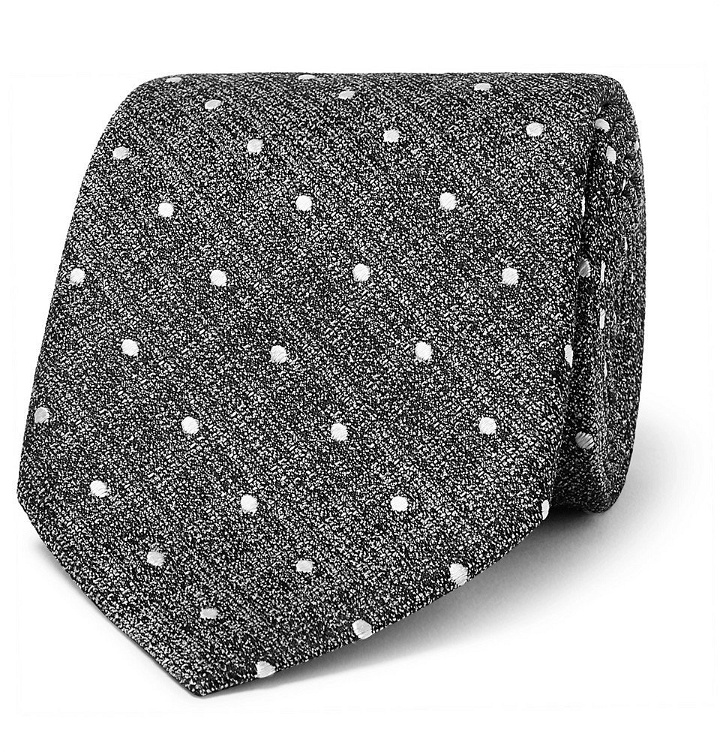 Photo: TOM FORD - 8cm Polka-Dot Metallic Silk-Jacquard Tie - Men - Silver