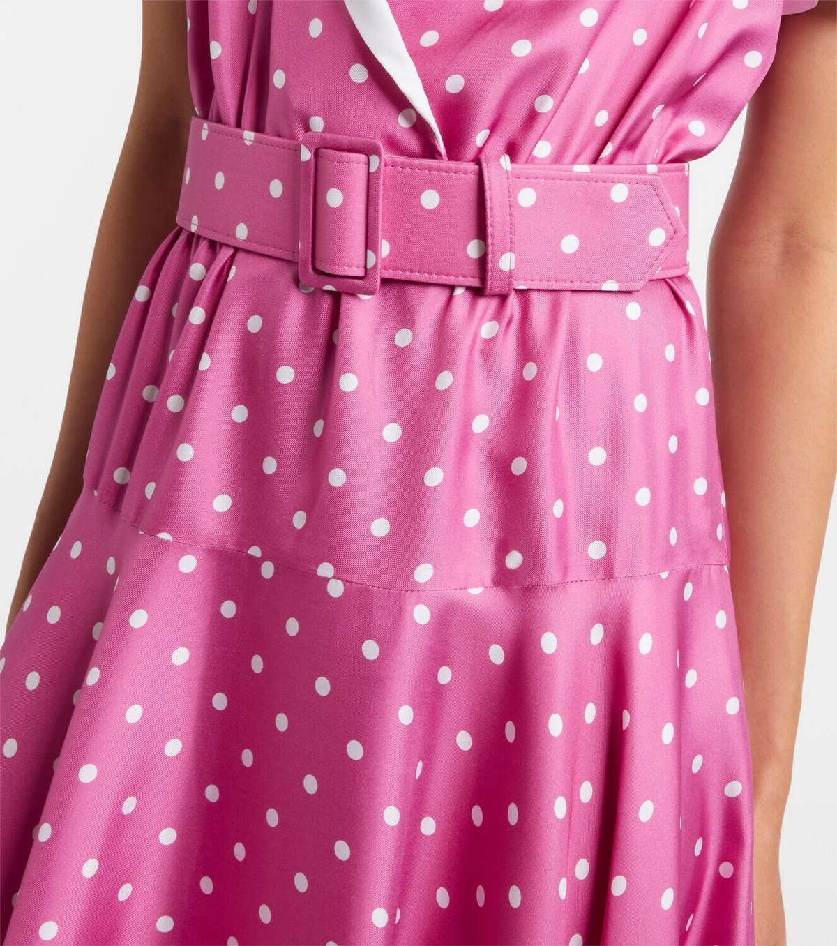 Rodarte Belted polka-dot silk twill midi dress