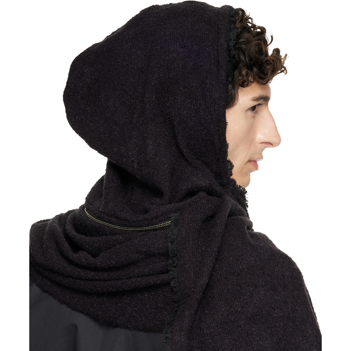FFFPOSTALSERVICE HOODED SCARF フーデッドスカーフ黒 FFFPOSTALSERVICE SSENSE Exclusive Black Hooded Zip Scarf