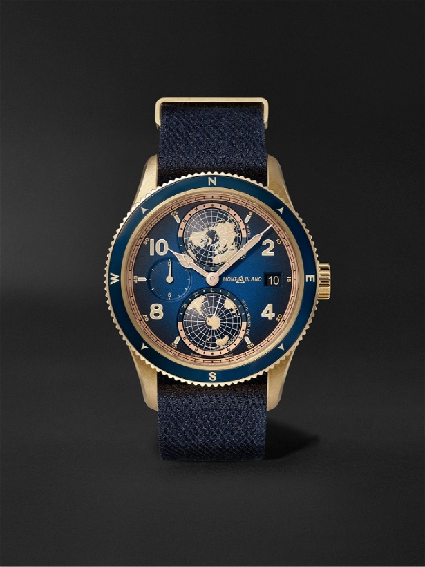 Photo: MONTBLANC - 1858 Geosphere Messner Limited Edition Automatic 42mm Bronze and NATO Watch, Ref. No. 126361