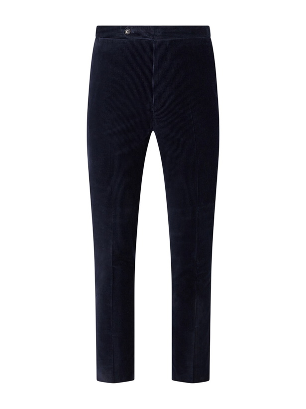 Photo: De Petrillo - Slim-Fit Stretch-Cotton Corduroy Suit Trousers - Blue