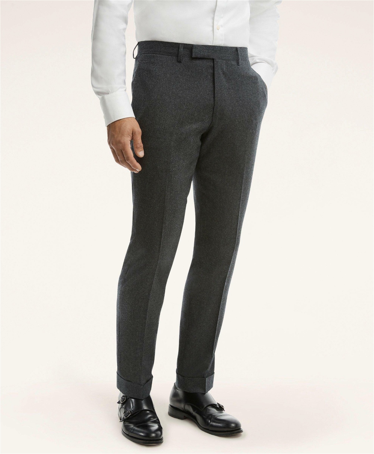 Brooks Brothers Men's Milano Fit Wool Flannel Suit Trousers | Charcoal ...