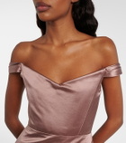 Alex Perry Off-shoulder cotton and silk satin minidress
