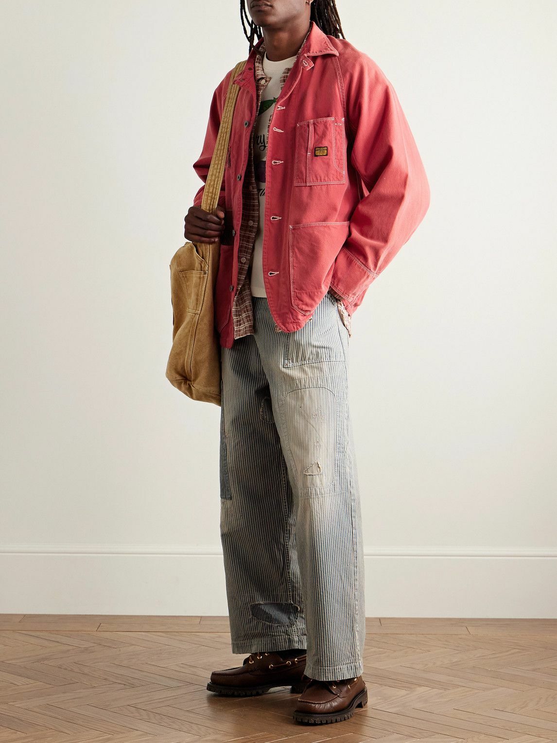 KAPITAL - Cactus Panelled Denim Jacket - Red KAPITAL