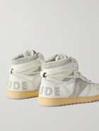 Rhude - Rhecess Distressed Leather and Suede High-Top Sneakers - White