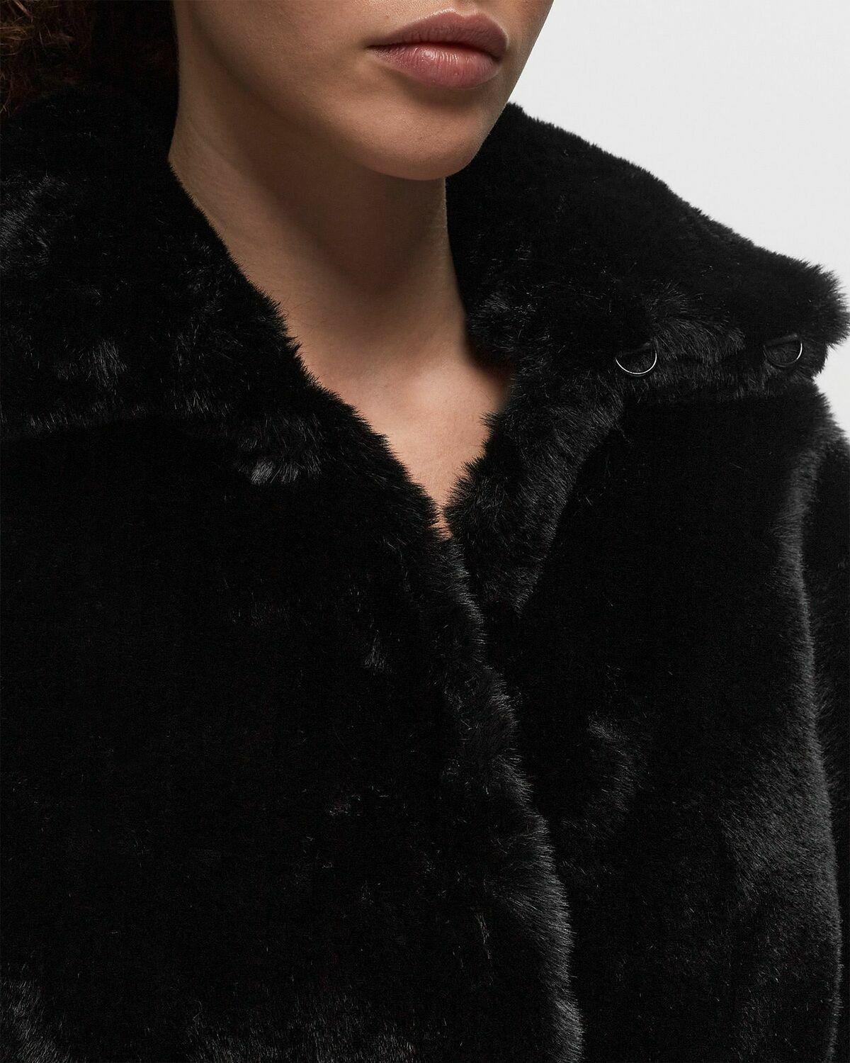Rotate Birger Christensen Faux Fur Crop Jacket Black Bomber Jackets