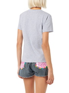 MC2 Saint Barth Woman Cotton Jersey Crewneck T-shirt Emilie With La Vedo Grigia Embroidery