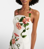 Leo Lin Floral-appliqué halterneck gown