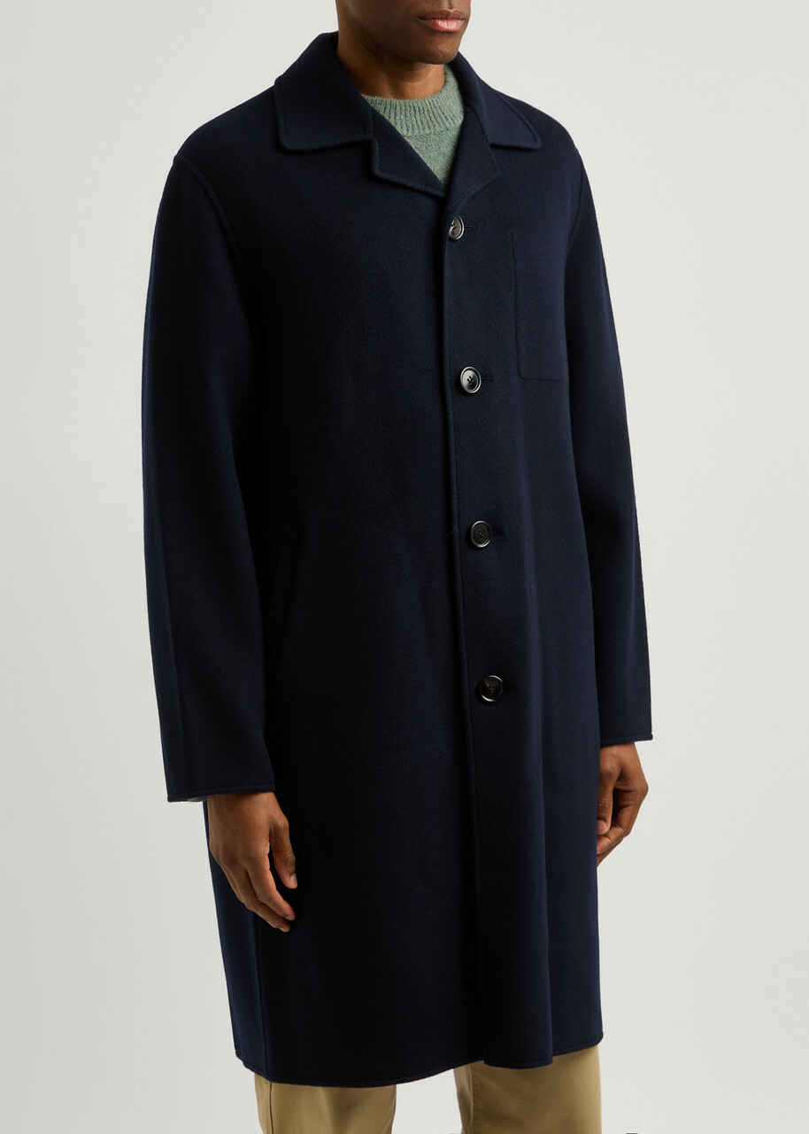 Ami Paris Wool and Cashmere-blend Coat Navy AMI