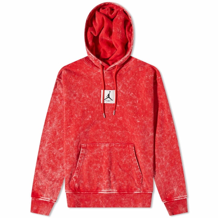 Photo: Air Jordan Men's Washed Fleece Popover Hoody in Fire Red