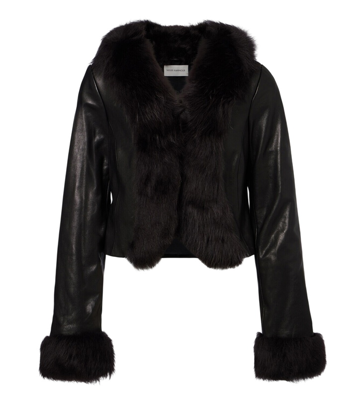 Photo: Nour Hammour Sofie shearling-trimmed leather jacket
