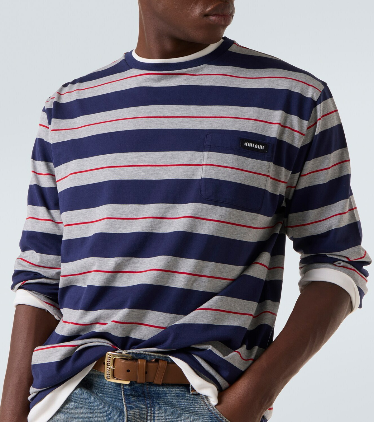 Miu Miu Striped cotton jersey T-shirt