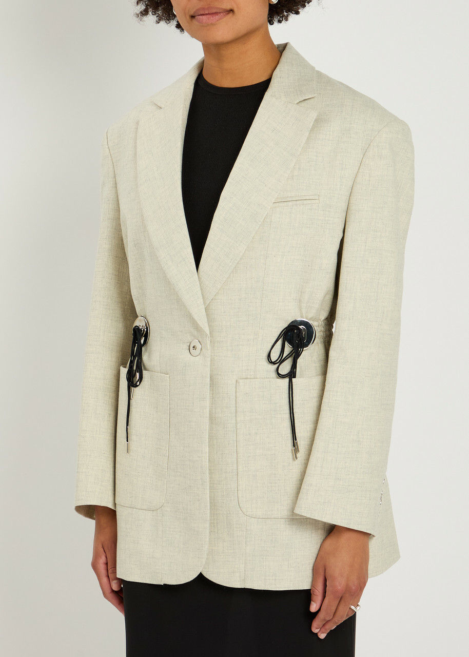 Rabanne Embellished Wool-blend Blazer Grey
