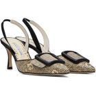 Manolo Blahnik Beige & Black Mayslibi Heels