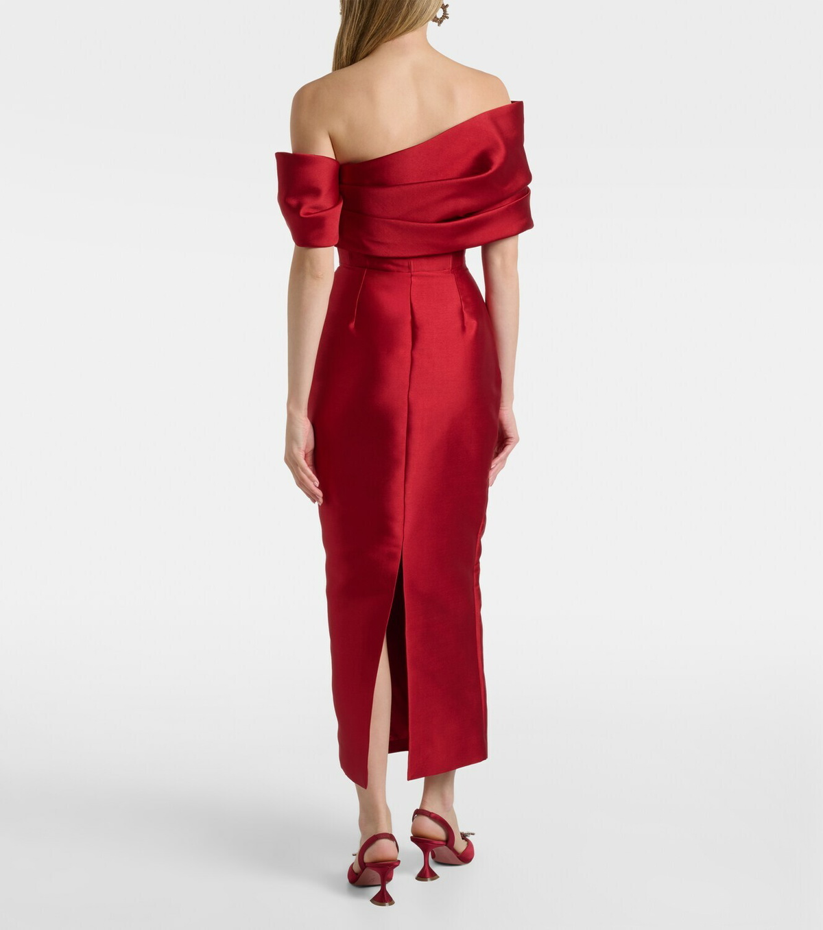 Solace London Mirla off-shoulder satin cocktail dress